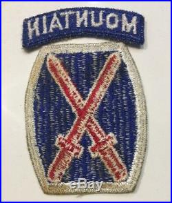 Rarer WWII U. S. Army 10th Mountain Division Ribbed Bayonet Patch & Tab