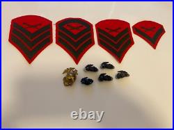 Red WWII 1940s Felt US Military Patches Pins Army Rifles Sargent Sergeant Lot
