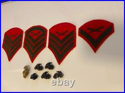 Red WWII 1940s Felt US Military Patches Pins Army Rifles Sargent Sergeant Lot