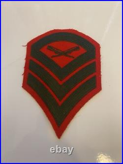 Red WWII 1940s Felt US Military Patches Pins Army Rifles Sargent Sergeant Lot