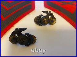 Red WWII 1940s Felt US Military Patches Pins Army Rifles Sargent Sergeant Lot