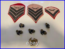 Red WWII 1940s Felt US Military Patches Pins Army Rifles Sargent Sergeant Lot