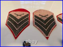 Red WWII 1940s Felt US Military Patches Pins Army Rifles Sargent Sergeant Lot