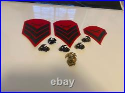 Red WWII 1940s Felt US Military Patches Pins Army Rifles Sargent Sergeant Lot