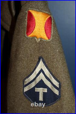 Scarce Original WW2 U. S. Army Panama Canal Patched OD Wool Overcoat 1942 d