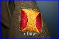 Scarce Original WW2 U. S. Army Panama Canal Patched OD Wool Overcoat 1942 d