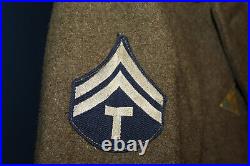 Scarce Original WW2 U. S. Army Panama Canal Patched OD Wool Overcoat 1942 d