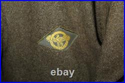 Scarce Original WW2 U. S. Army Panama Canal Patched OD Wool Overcoat 1942 d