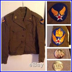 US 6th Army Air Force Ike Jacket Officer Tunic WWII With Patches Pins AAF AAC 34R