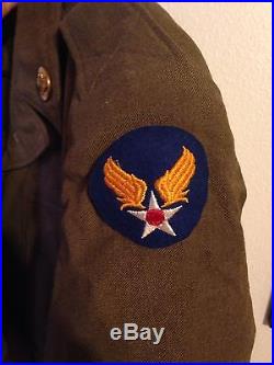 US 6th Army Air Force Ike Jacket Officer Tunic WWII With Patches Pins AAF AAC 34R