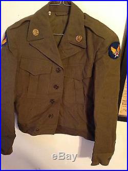 US 6th Army Air Force M1943 Ike Jacket Tunic WWII With Patches Pins AAF AAC 34 R