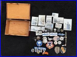 US ARMY LOT OF MISCELLANEOUS BADGES, PHOTOGRAPHS, PATCHES etc. WW2 AND AFTER