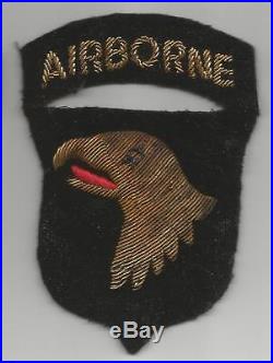 US Army 101st Airborne Division Bullion on Velvet Patch Attached Tab Inv# G523
