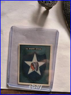 US Army 2nd Infantry Division WW2 Patch and Insignia Set with Rare Cards