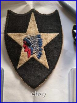 US Army 2nd Infantry Division WW2 Patch and Insignia Set with Rare Cards