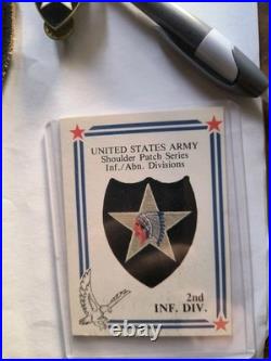 US Army 2nd Infantry Division WW2 Patch and Insignia Set with Rare Cards