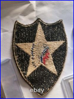 US Army 2nd Infantry Division WW2 Patch and Insignia Set with Rare Cards