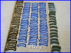 US Army AIRBORNE TAB LOT of 92! Subdued, YellowithBlack, Blue/White Vietnam WWII Vtg