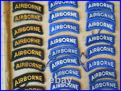 US Army AIRBORNE TAB LOT of 92! Subdued, YellowithBlack, Blue/White Vietnam WWII Vtg