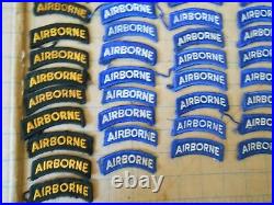 US Army AIRBORNE TAB LOT of 92! Subdued, YellowithBlack, Blue/White Vietnam WWII Vtg