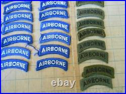 US Army AIRBORNE TAB LOT of 92! Subdued, YellowithBlack, Blue/White Vietnam WWII Vtg