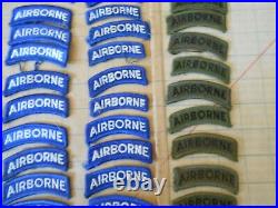 US Army AIRBORNE TAB LOT of 92! Subdued, YellowithBlack, Blue/White Vietnam WWII Vtg