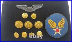 US Army Air Corp Force Lot 11 Officer Patch Buttons Wings WWII WW2