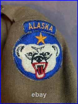 US Army Alaska Defense Command WWII Ike dress coat pants shirt & tie withpatches