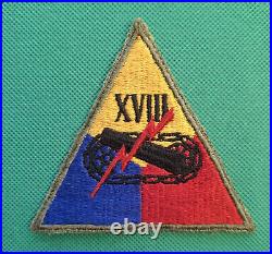 US Army Authentic WW2 18th Armored Corps (lightning bolt through numerals) Patch