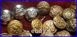 US Army, Canadian British Army WWII And After Uniform Buttons 28 Buttons Set Idc