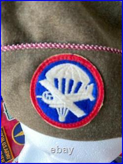 US Army Glider / Paratroops Medical Overseas Cap & Patch Size 7 Tag Un Readable