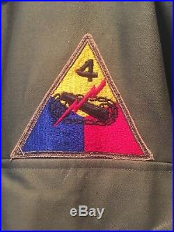 US Army M-1951 Field Jacket & Liner 4th Armored Division WWII Patch Medium Korea
