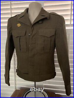 US Army Officer WWII 1945 Jacket Field Wool Sz 32R Patches Airborne Coat