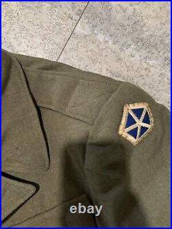 US Army Officer WWII 1945 Jacket Field Wool Sz 32R Patches Airborne Coat