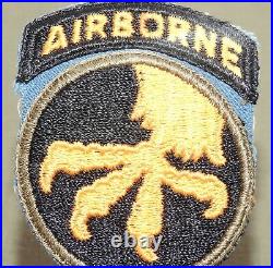 US Army WW2 PARATROOPER GLIDER BLUE BASE ATTACHED TAB 17TH AIRBORNE PATCH RARE