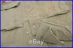 US WW2 Army HBT Jacket 13 Star Button P43 1943 WWII With Patches