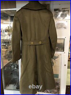 US WW2 Army Officer's Long Overcoat Jacket Coat Tailor Made Doeskin NICE! Patch