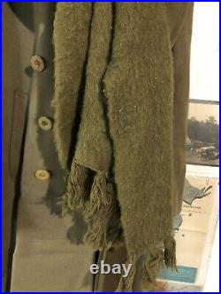 US WW2 Army Officer's Long Overcoat Jacket Coat Tailor Made Doeskin NICE! Patch