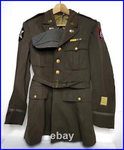 US WWII Officer's Belted Service Coat, 1942, 2nd infantry, 5th Army Signal Corp