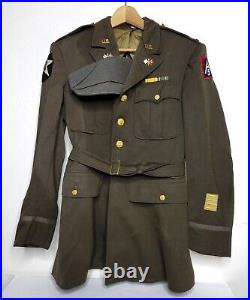 US WWII Officer's Belted Service Coat, 1942, 2nd infantry, 5th Army Signal Corp
