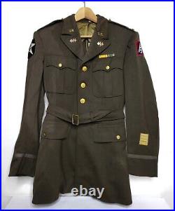 US WWII Officer's Belted Service Coat, 1942, 2nd infantry, 5th Army Signal Corp