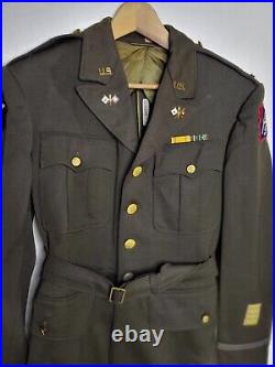 US WWII Officer's Belted Service Coat, 1942, 2nd infantry, 5th Army Signal Corp