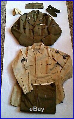 US WWIi Army Corporal Mens Uniform Ike Jacket, Complete Uniform Patches Insignia