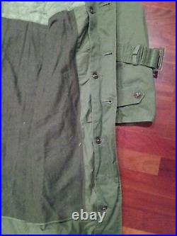 U S ARMY 7th Military GREEN Winter Field Trench Coat Jacket withPatches WW II 2