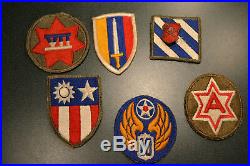 U. S. Army/ Air Corps Wwii Original Collection Of Us Gi Ww2 Patches And Pin