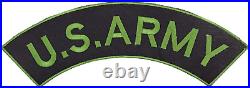 U. S Army Green on Black Iron on Patch Top Rocker for Jacket, Vests