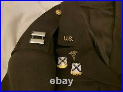 U. S. Army Officer's Dress Jacket, Cap, Patches, Crests, Captain, WW2, Medical