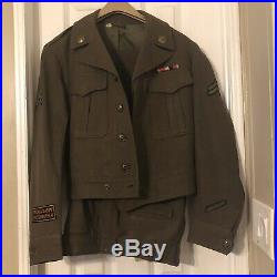 U. S Army WWII 1946 Official Photographer Uniform Ike Jacket/ Photo/ Patches/pin