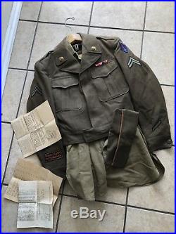 U. S Army WWII 1946 Official Photographer Uniform Ike Jacket/ Photo/ Patches/pin