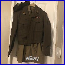 U. S Army WWII 1946 Official Photographer Uniform Ike Jacket/ Photo/ Patches/pin